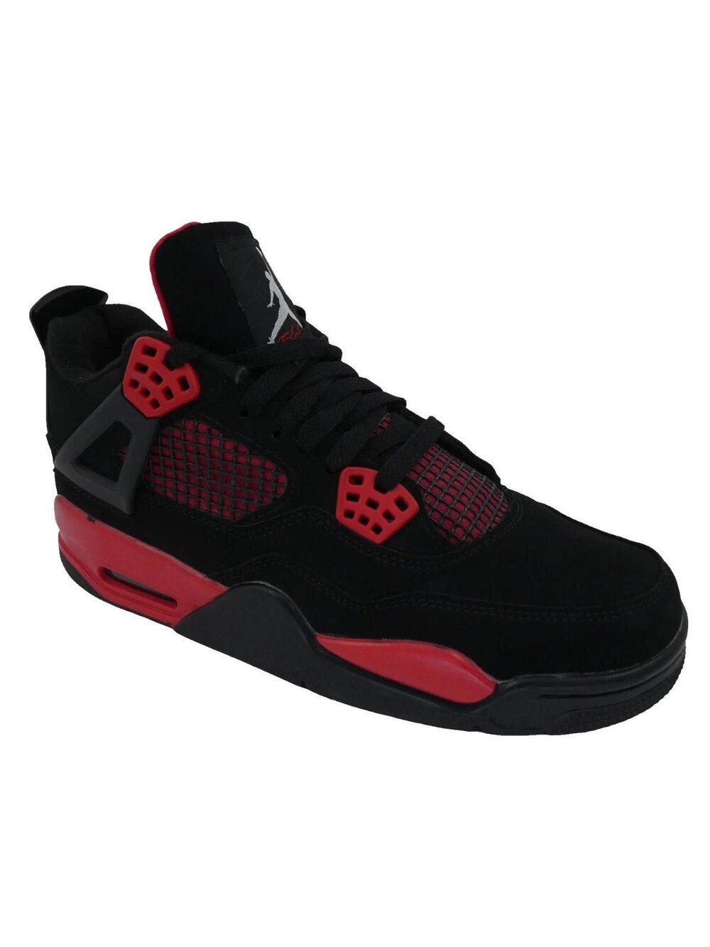Nike Air Jordan 4 Retro Men's 8 Rare Black Suede Red Thunder Sneakers DC7770-160